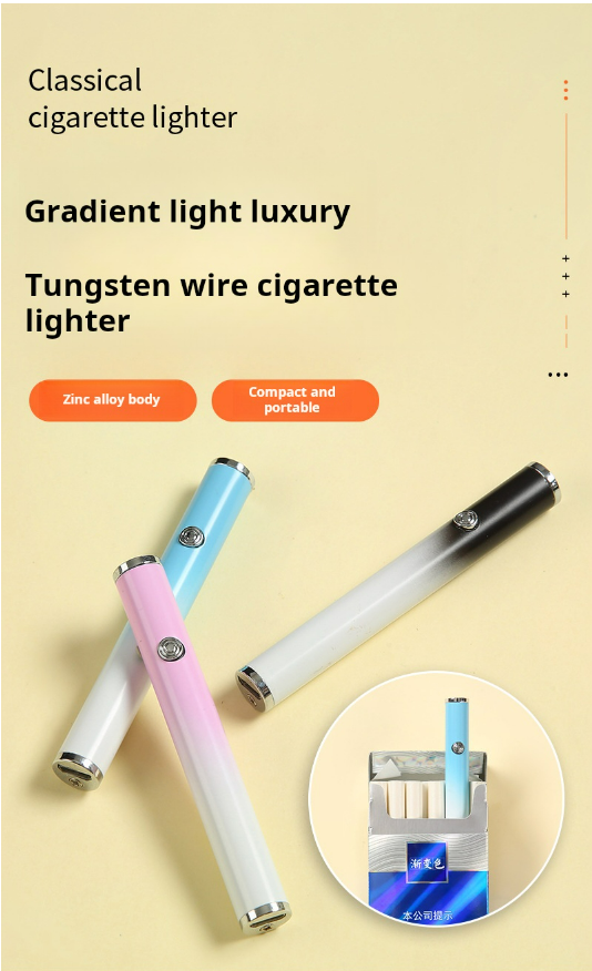 Cute Female Tungsten Windproof Cigarette Rechargeable Cute Metal USB Electric Lighter Puffs Cigarette Lighter