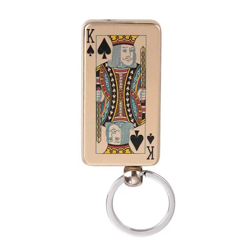 2024 Hot Selling Key Chain Poker Card Shaped Lighter Windproof Playing Card Lighter Cheap Playing Card Lighter