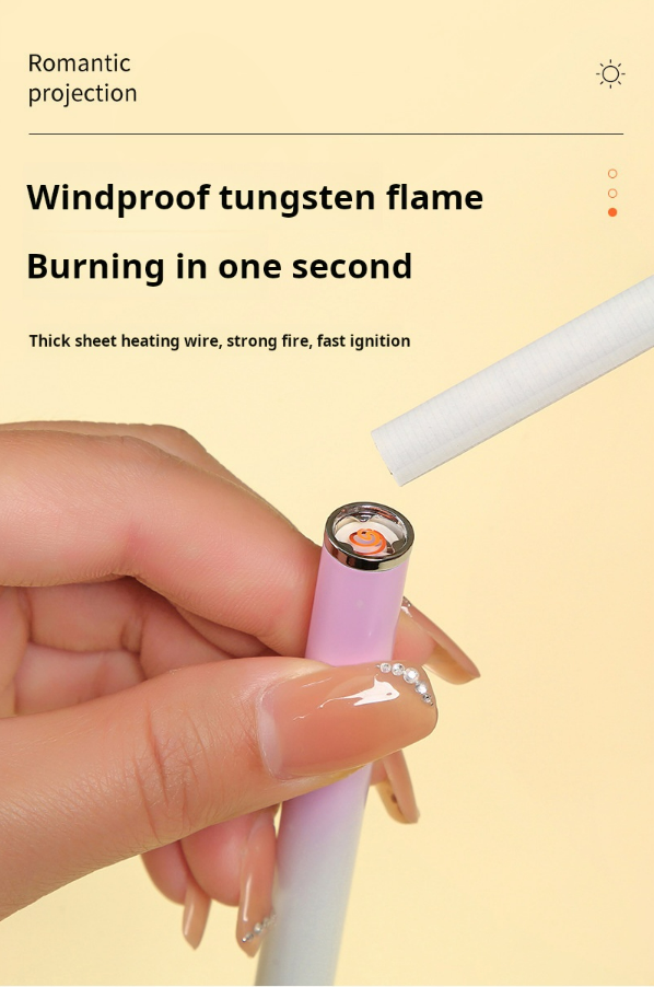 Cute Female Tungsten Windproof Cigarette Rechargeable Cute Metal USB Electric Lighter Puffs Cigarette Lighter