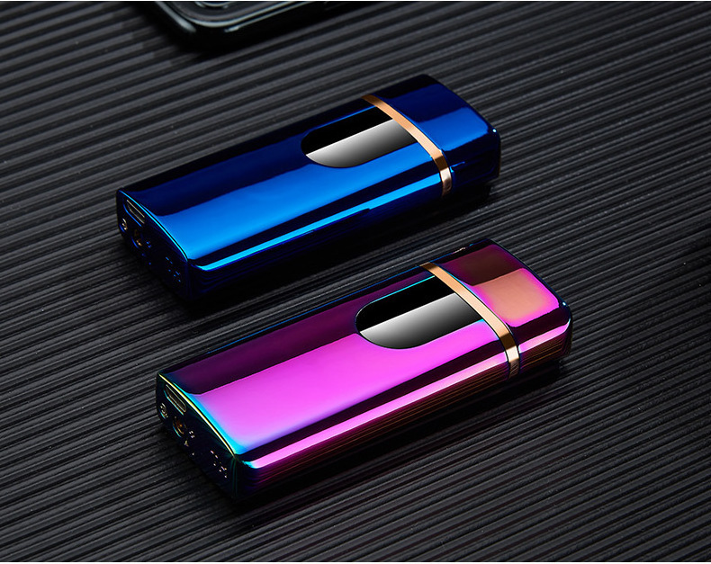 2024 New Product Dual Usage Cigerate Lighter Windproof Rechargeable Lighter USB Blue Flame Lighters with Gift Box