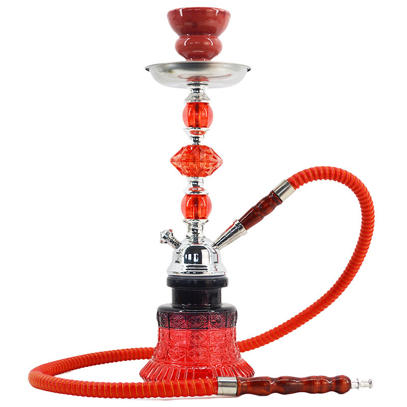 Wholesale Cheap Hookah Smoking  Accessories Saudi arabia colourful Hookah Double Pipes Red Small Glass Shisha Hookah