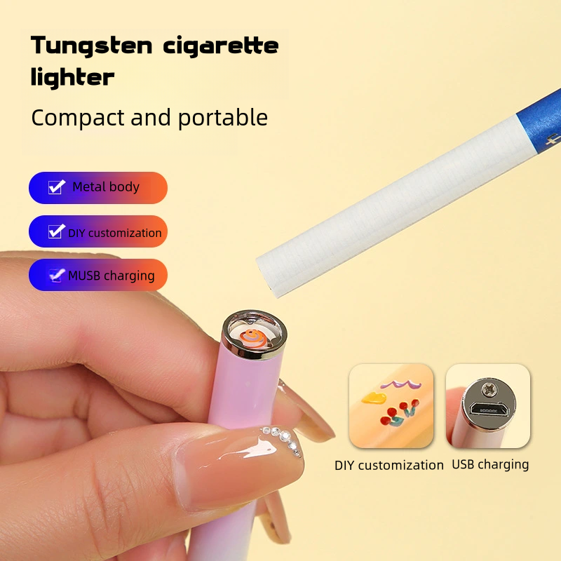 Wholesale Colorful Tungsten Wire  Cigarette Lighter Vapers USB Charging Lighter Gifts to Boyfriend Charging Puffs Lighter