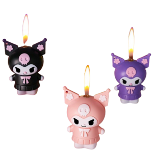 2024 New Arrival Cute Kuromi Gas Open Fire Girl Lighters Multi-color Box Gift Personalized Lighter Refillable Small Lighter