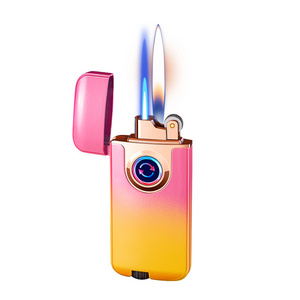 Reusable Cigarette Lighter with Led Adjustable Flame Size Cigarette Lighter Cute Dual flame Cigarette Lighter Wind Proof