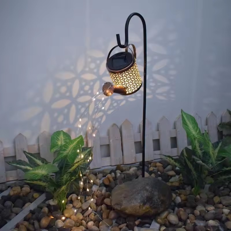 Solar Watering Can Lights Outdoor Waterproof Waterfall Lights, Metal String Lights for Garden Patio Lawn Pathway Decoration