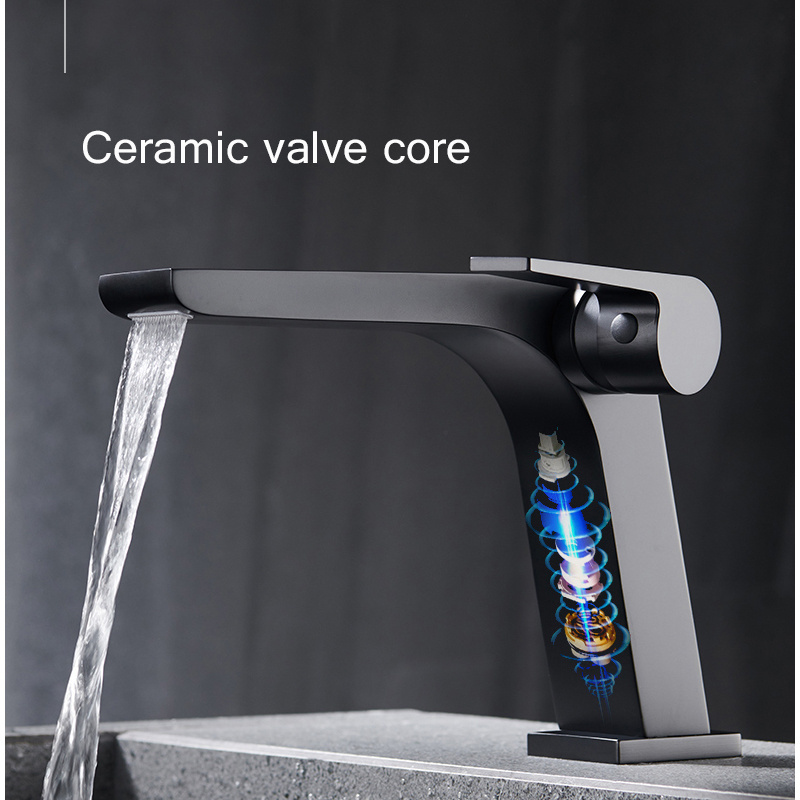 Modern latest design one-hole brass faucet water mixer tap bathroom matt grey black basin faucet