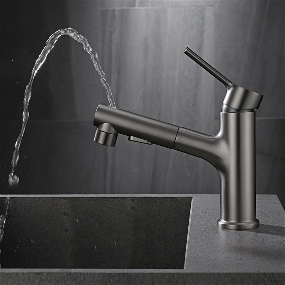 3 way luxury matt grey modern brass faucet cold water mixer tap bathroom face wash sink basin faucet