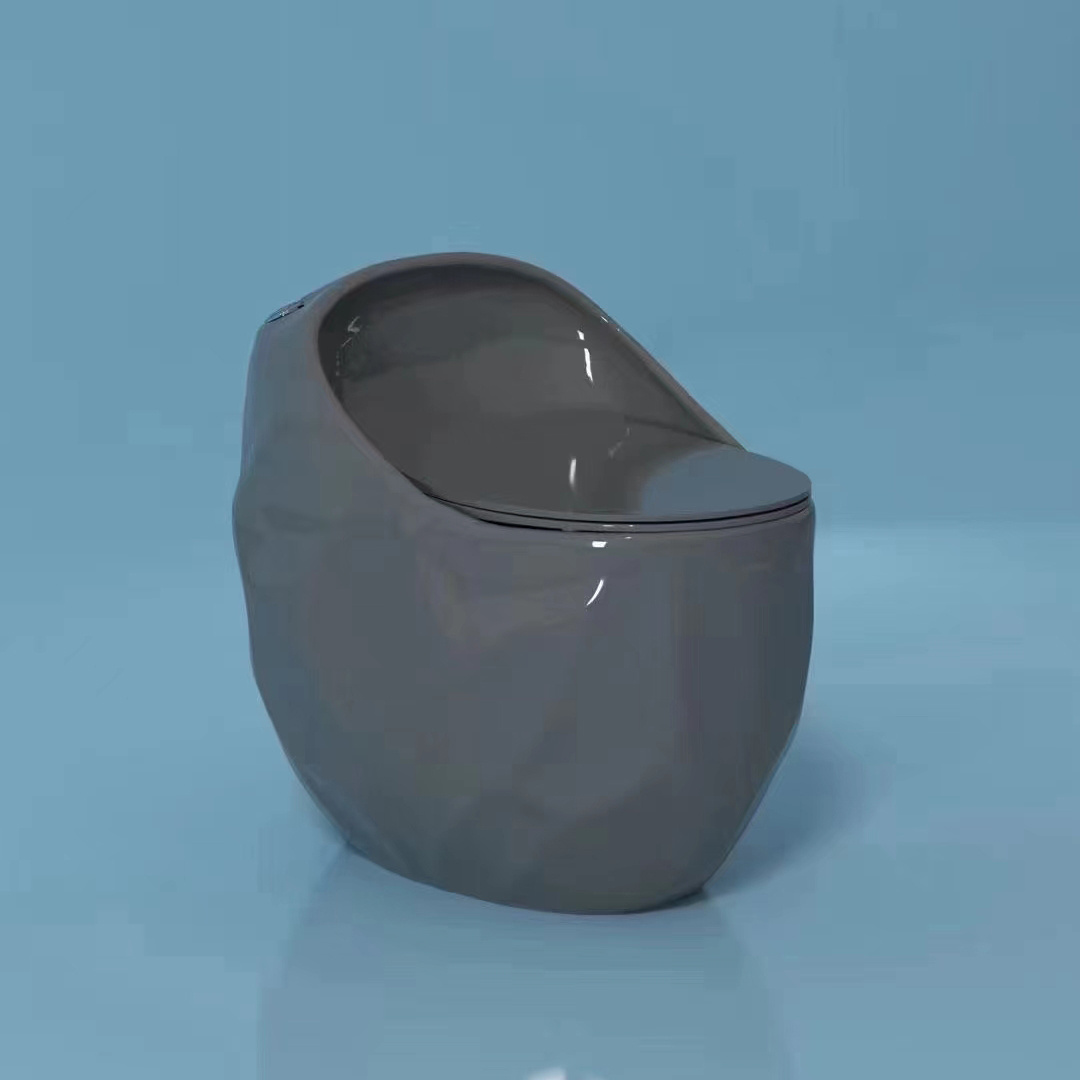 Unique egg shape stone design 2023 new bathroom sanitary ware round s trap one piece toilet commode ceramic wc toilet bowl