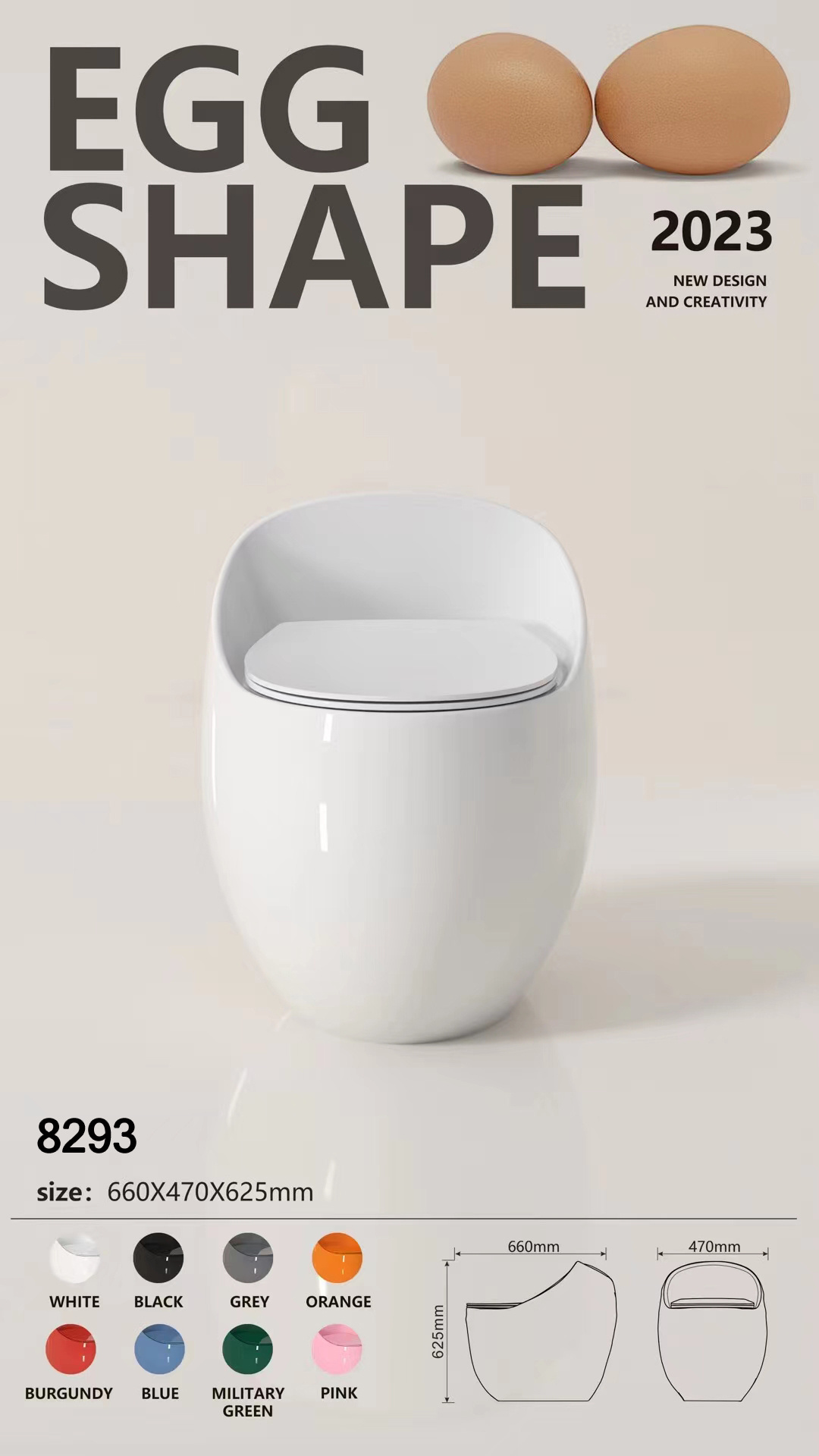 Marble white color egg shape wc sanitary ware round floor mounted toilet commode bathroom ceramic one piece toilet bowl