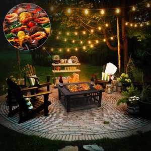 Charcoal BBQ Grill Outdoor Fire Pit Backyard Patio Fire Pit Barbecue Furniture Square 32 Inches Outdoor Fire Pit