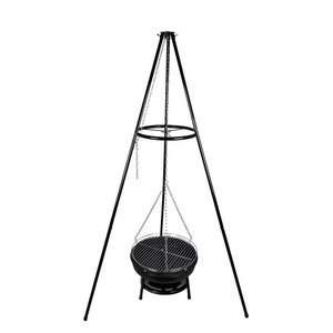 SELOWO Charcoal Outdoor BBQ Hanging Fire Pit Swing Barbecue Grill Hanging Tripod Cooking Grill With Fire Bowl