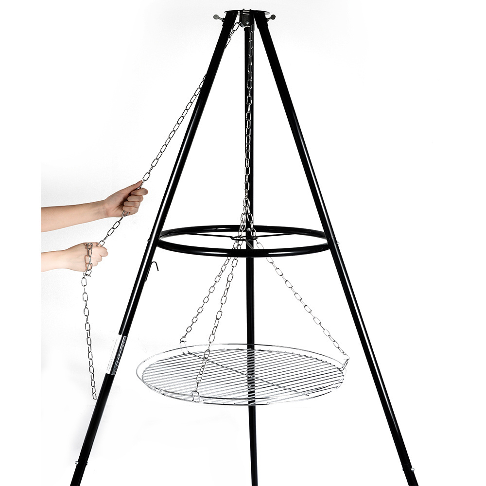 SELOWO Charcoal Outdoor BBQ Hanging Fire Pit Swing Barbecue Grill Hanging Tripod Cooking Grill With Fire Bowl