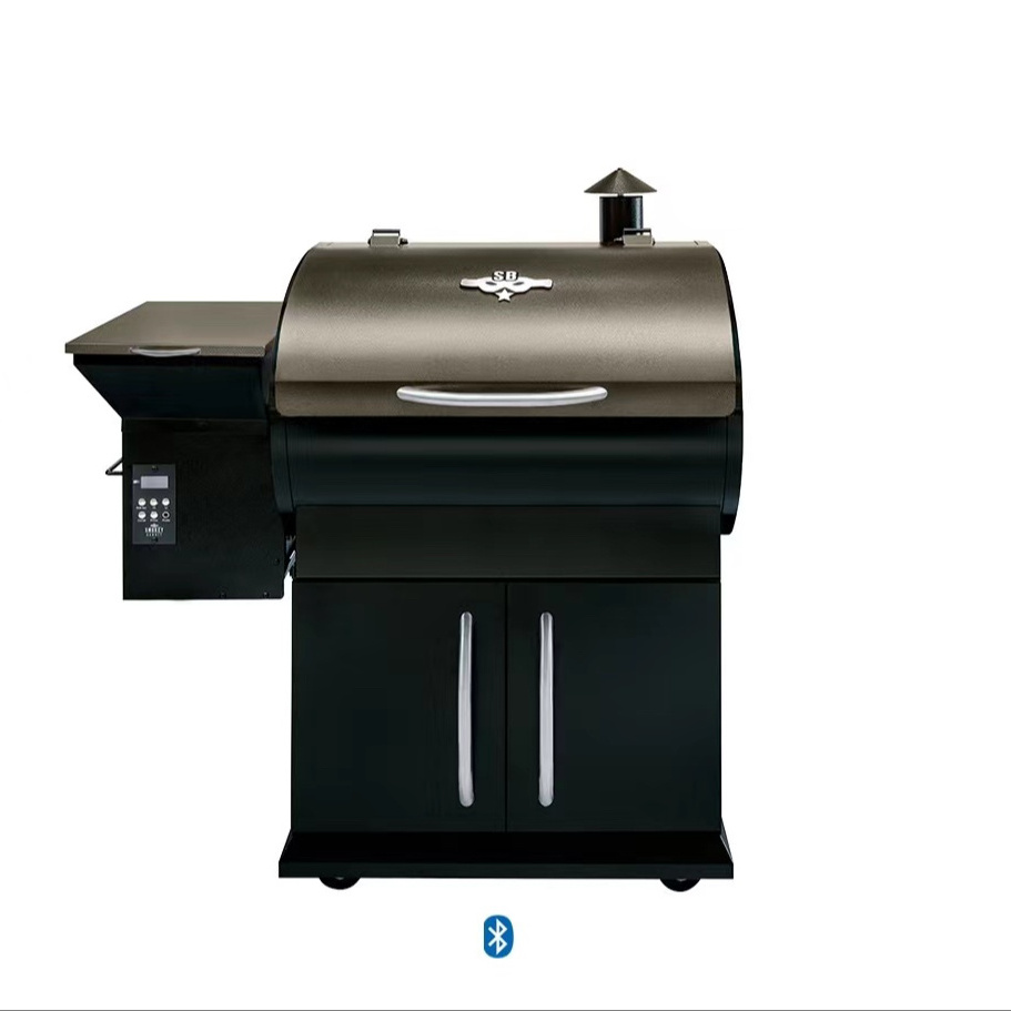 Outdoor heavy duty wood pellet smoker grill  with color screen wifi controller barbecue master wood pellet grill