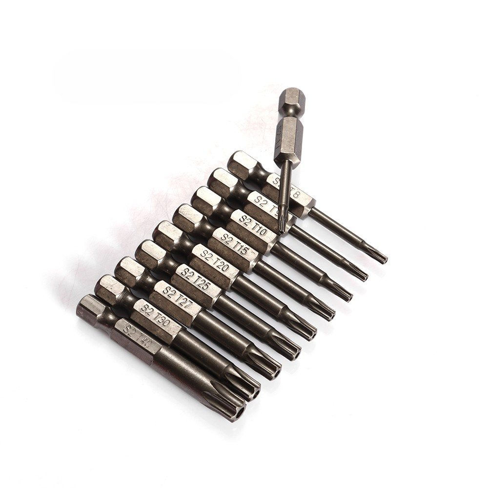 T10 T 15 T20 T25 T30 T35 T40 Torx Screwdriver Bits Bits S2 Alloy Steel Tamper Resistant Star Industrial OEM Repair Torx 20 25mm