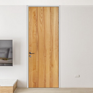 natural Ash veneer vertical grain High quality simple design  semi-solid core wood flush doors for office and house room