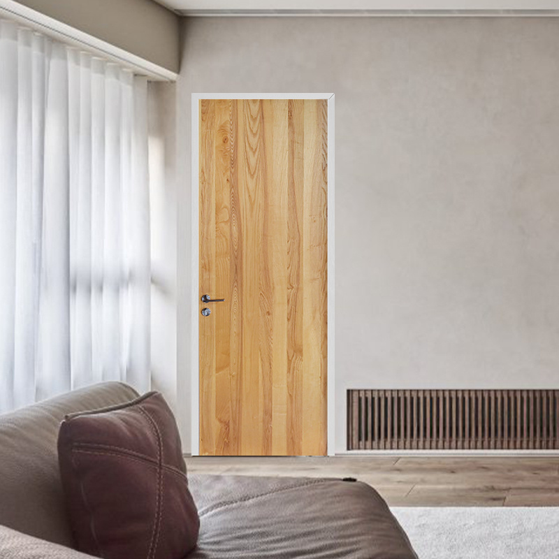 natural Ash veneer vertical grain High quality simple design  semi-solid core wood flush doors for office and house room