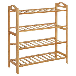 factory supplier cheap wholesale modern hot sale 4 tier shoe display rack stand shelves bamboo wood 16 pair shoe racks cabinet