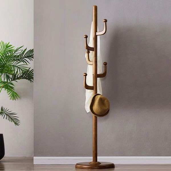 Popular modern rotating solid wooden floor standing coat rack coat hanger