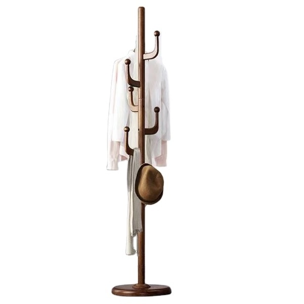 Popular modern rotating solid wooden floor standing coat rack coat hanger