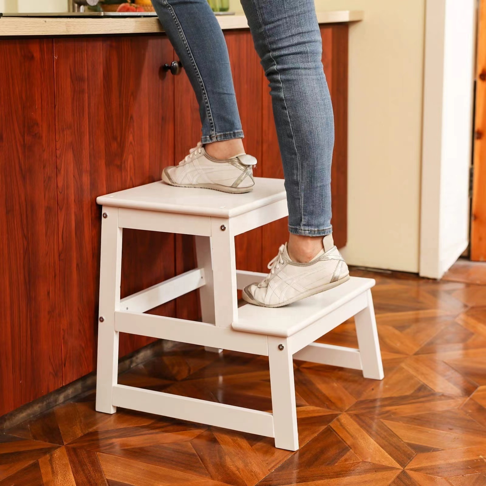 custom Montessori kids kitchen step stool kitchen helper tower for toddlers kitchen helper learning tower with safety rail