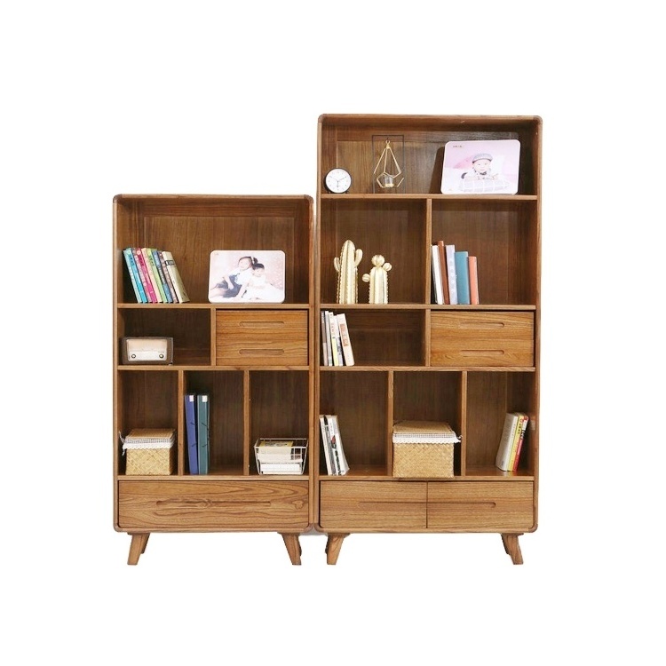 China factory custom oak furniture modern living room wooden bookshelf bookcase