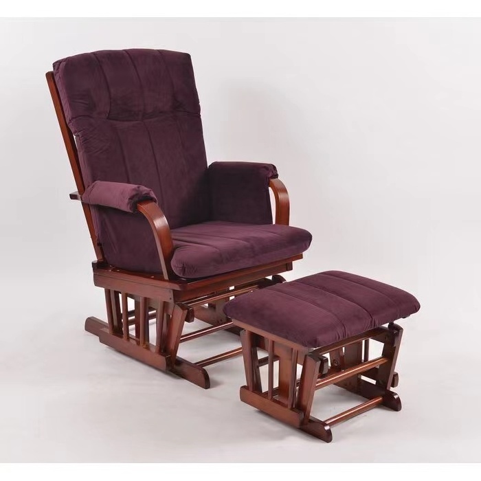 wholesale wood frame upholstered gliders rocker chair set recliner armchair glider rocking chair with ottoman stool