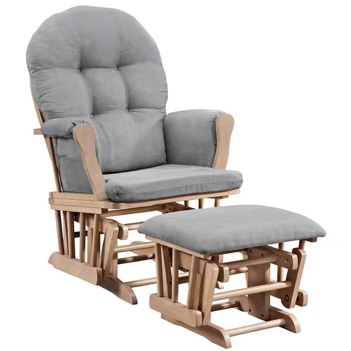 wholesale wood frame upholstered gliders rocker chair set recliner armchair glider rocking chair with ottoman stool