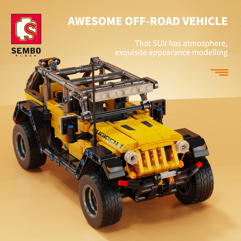 SEMBO BLOCK 701608 601Pcs Educational Diy Kids Toys Boys Model Bricks Kit SUV Wrangler Assembling Boys Building Block Car Sets