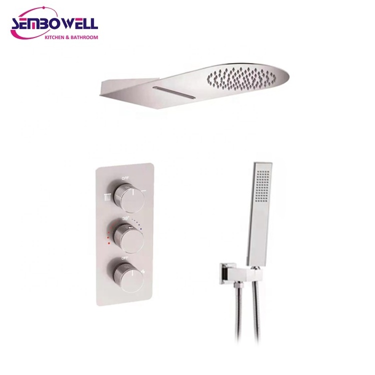 Sembowell Thermostatic In Wall Bath And Shower Faucet Stainless Steel Concealed Thermostatic Shower Set Combo Shower System