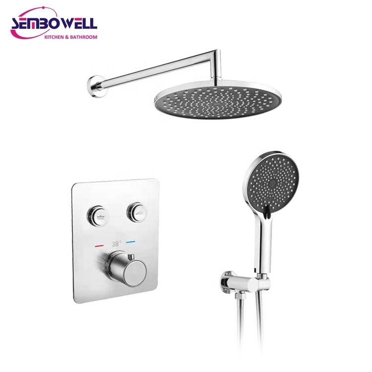 Sembowell Thermostatic In Wall Bath And Shower Faucet Stainless Steel Concealed Thermostatic Shower Set Combo Shower System