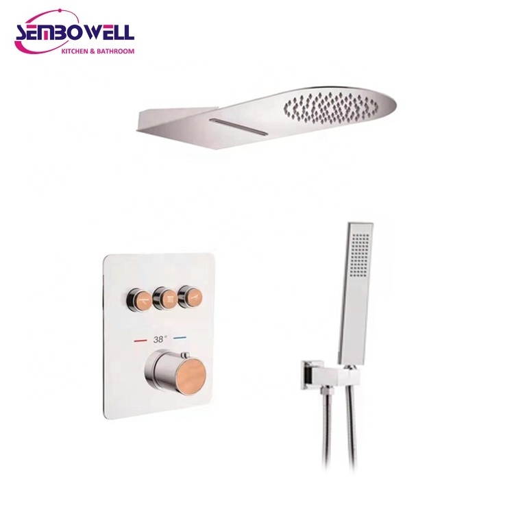 Sembowell Thermostatic In Wall Bath And Shower Faucet Stainless Steel Concealed Thermostatic Shower Set Combo Shower System