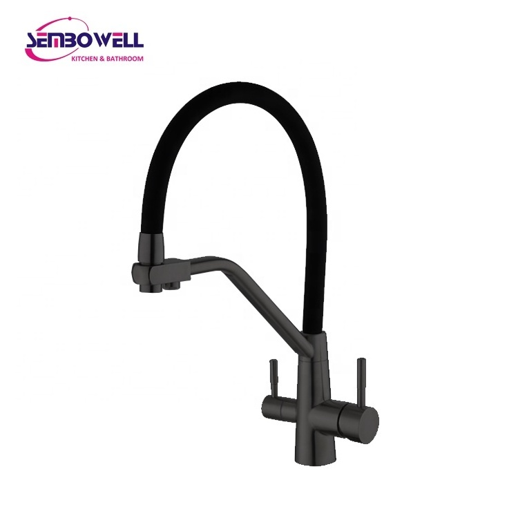 New Three Way Filter Kitchen Sink Mixer Kitchen Faucets With Purified Water Stainless Steel With Flexible Spout Hose