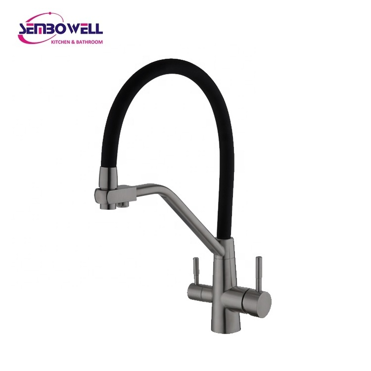 New Three Way Filter Kitchen Sink Mixer Kitchen Faucets With Purified Water Stainless Steel With Flexible Spout Hose