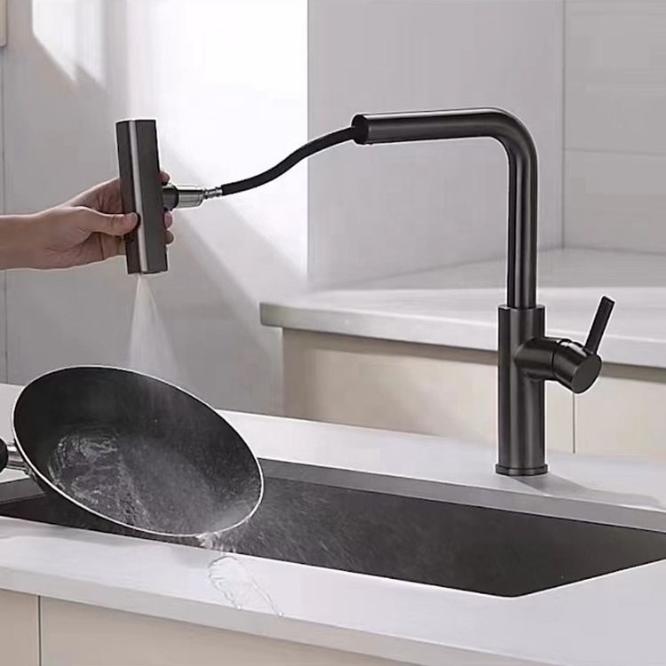 Sembowell Modern Rainfall Waterfall Kitchen Sink Mixer Tap 304 Stainless Steel Kitchen Faucet with Pull Out Spray Head