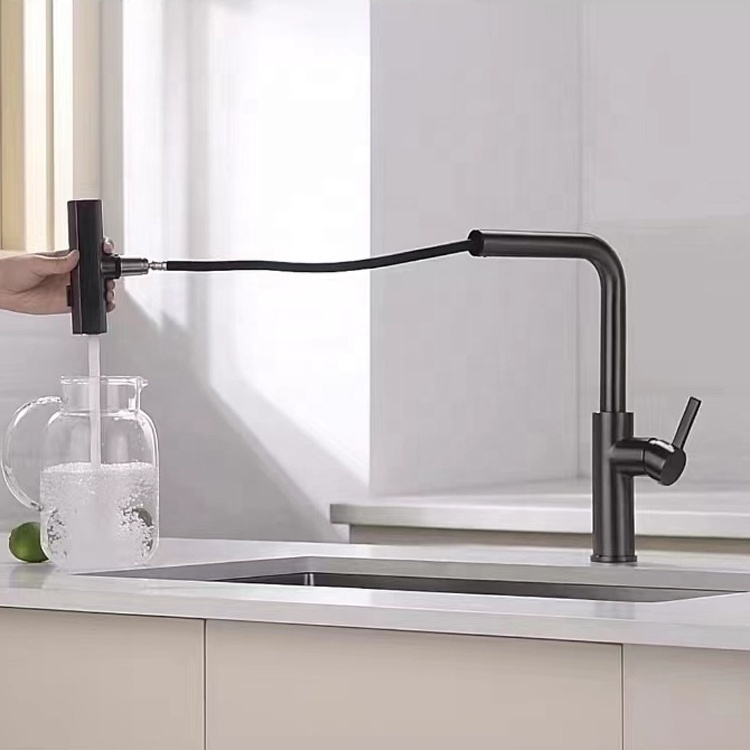 Sembowell Modern Rainfall Waterfall Kitchen Sink Mixer Tap 304 Stainless Steel Kitchen Faucet with Pull Out Spray Head