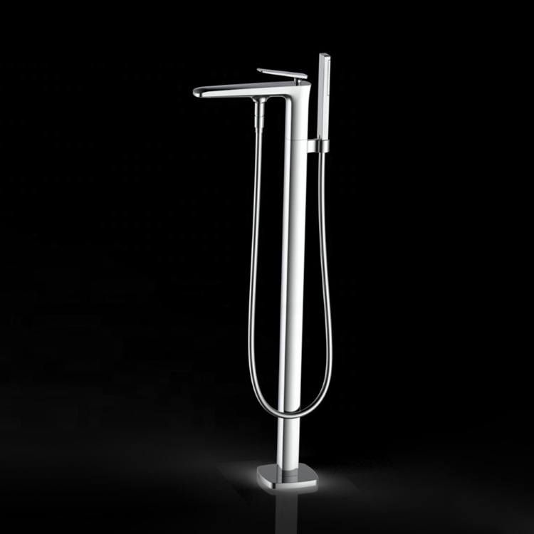 Bathroom Contemporary Concealed Bathtub Faucet Solid Brass Floor Freestanding Bathtub Tap Faucet Floor Mounted Bathtub Mixer