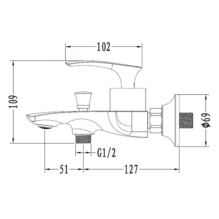 Wholesale Brass Exposed Bath and Shower Faucet Bathroom Single Handle Shower Mixer With Diverter Spout