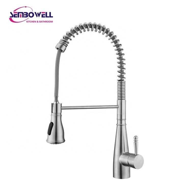 Stainless Steel Pull Out Pull Down Spring Kitchen Faucet Kitchen Sink Mixer Goose Neck Kitchen Faucet