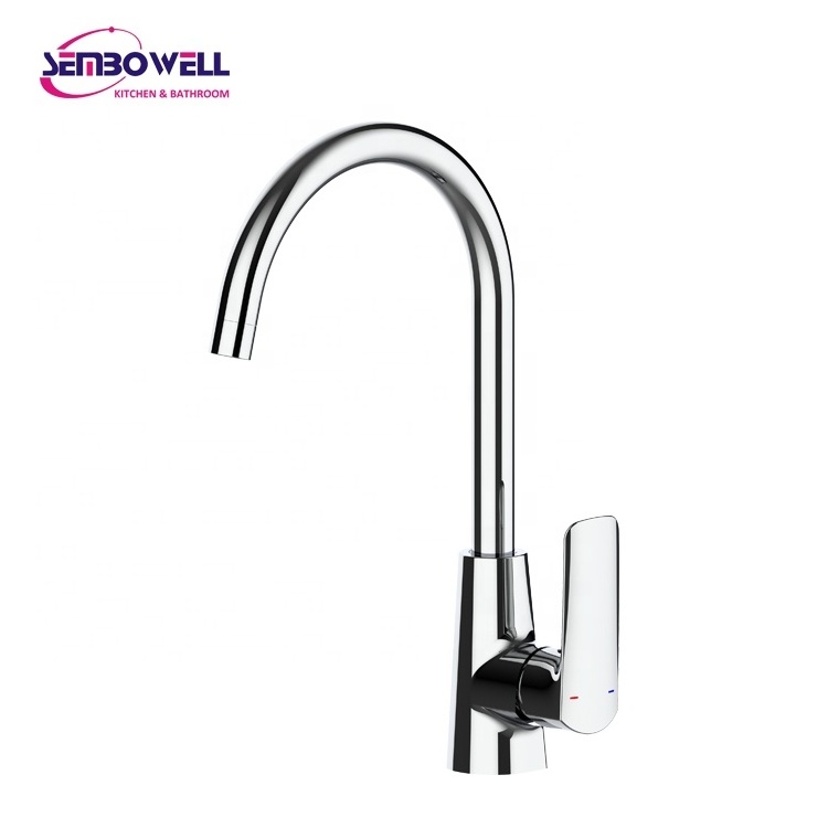 New Chrome Finish Brass Deck Mounted Single Handle Kitchen Sink Mixer Kitchen Faucet