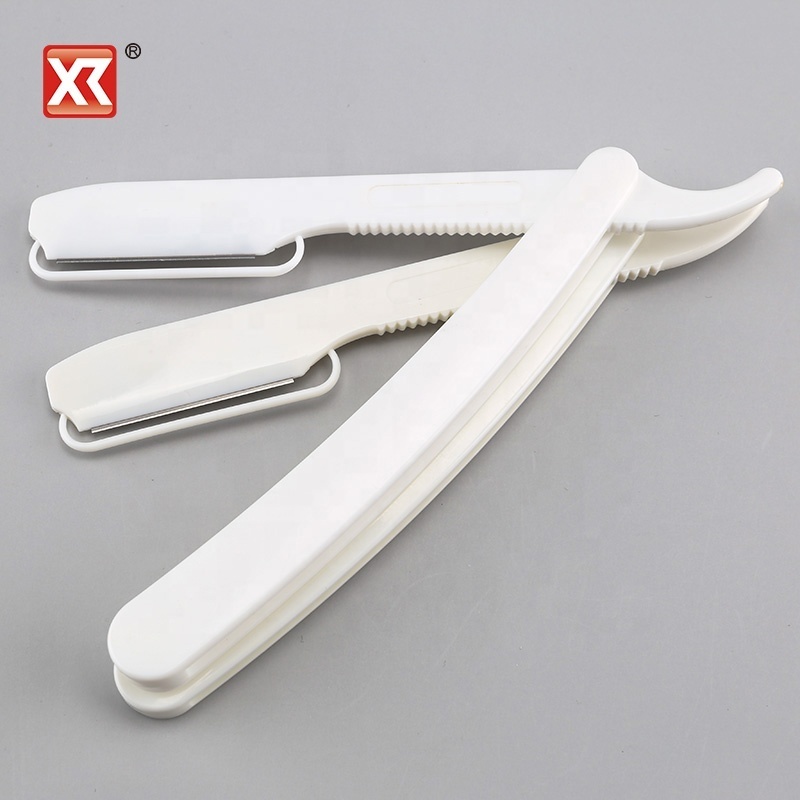 Custom mens stainless steel safety long white razor handle sharp blade barber straight shaving