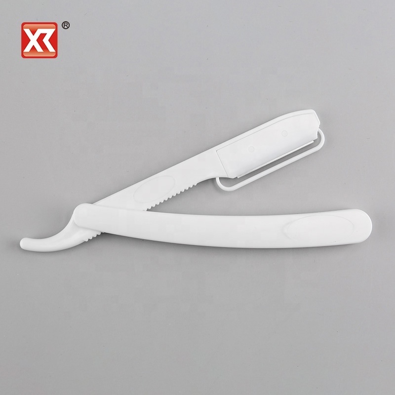 Custom mens stainless steel safety long white razor handle sharp blade barber straight shaving