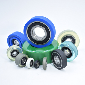 SEMEI pu rubber coated roller small pulley bearing wheels PU620036-16 10x36x16mm polyurethane roller wheel for sliding door