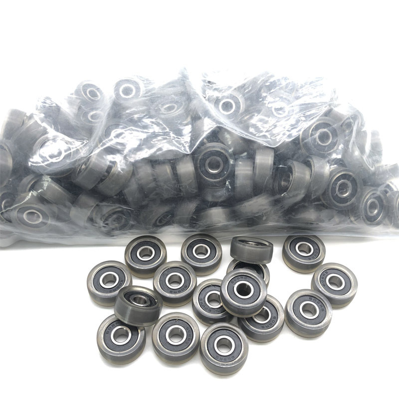 SEMEI PU 4x16x5mm Bearing Roller Small Pulley Wheels Manufacturer Polyurethane Rubber Groove Coated Roller With 604 608 Bearings