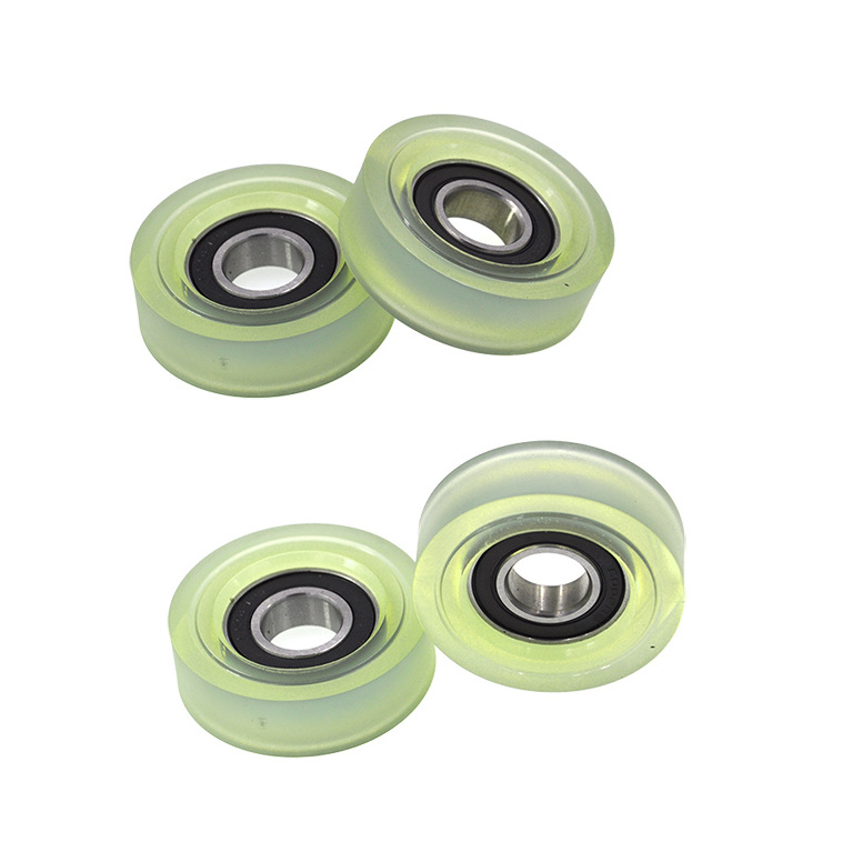 SEMEI PU600250-15 15x50x15mm polyurethane small pulley wheels rubber coated pu roller bearing wheel for wardrobe sliding door