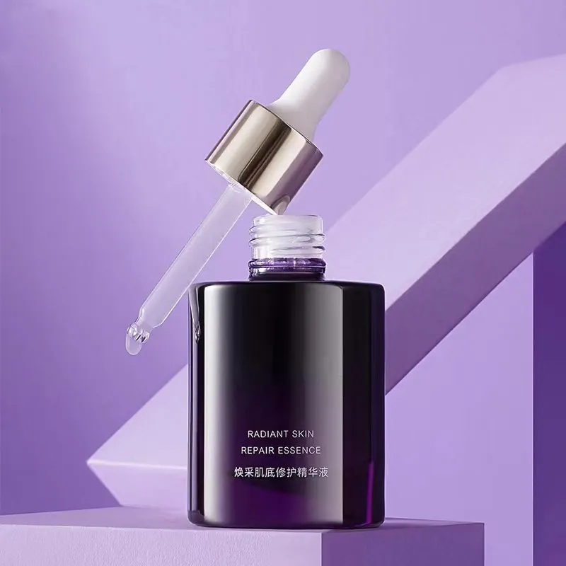 Amber black clear purple thick bottom 30ml cosmetic glass dropper bottle frosted 1oz serum hair oil dropper bottle