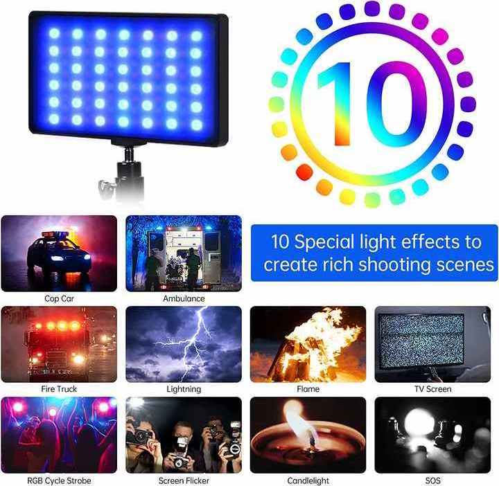 RGB Video Camera Light Bi-Color LED Panel for Cameras Photography Lighting Photo Lights for Conference Gaming