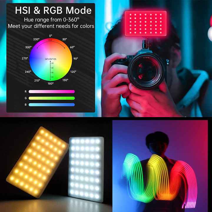 RGB Video Camera Light Bi-Color LED Panel for Cameras Photography Lighting Photo Lights for Conference Gaming