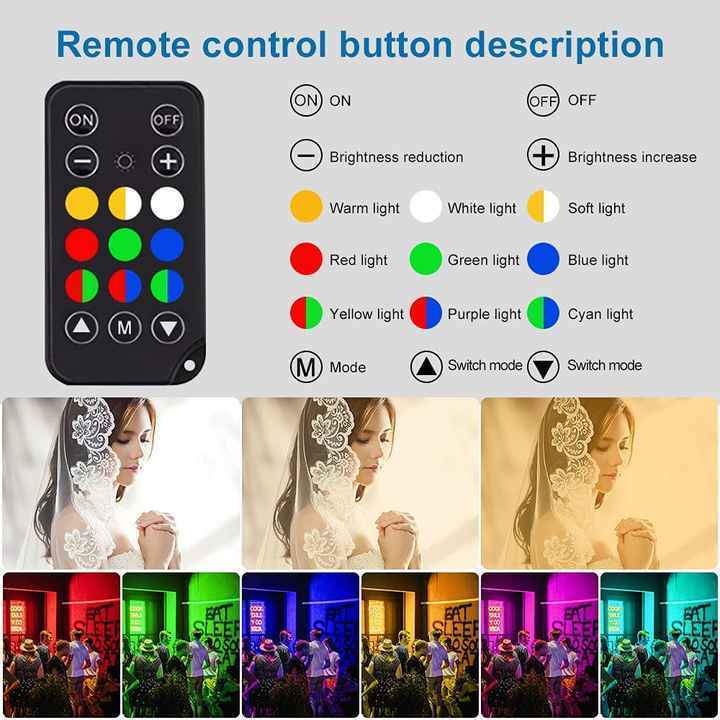 RGB Handheld LED Video Light, Wand Stick Photography Light 9 Colors with 68