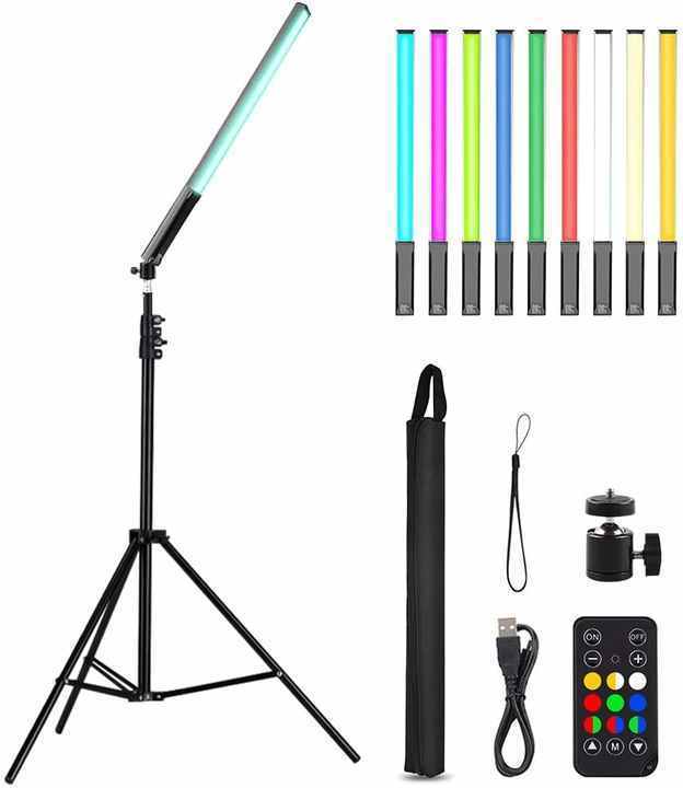 RGB Handheld LED Video Light, Wand Stick Photography Light 9 Colors with 68