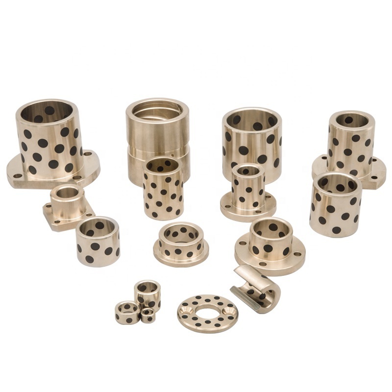 Customized Self Lubricating Straight or flanged Graphite Lubricating Oilless Bronze Brass Copper Sleeve Bearing Bushing